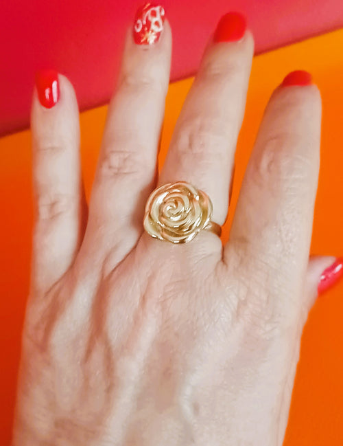 Anel Talismã 'Rosa Solar' em Aço Inoxidável – Beleza, Força e Frequência  432 Hz