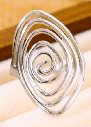 Anel Statement 'Portal Vortex' em Espiral (Aço Inoxidável) – Expansão e Movimento | 432 Hz & 852 Hz
