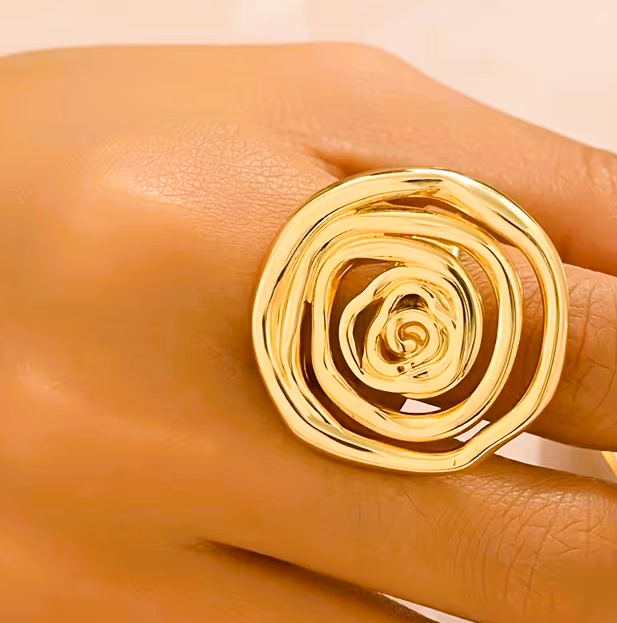 Anel Talismã “Flor Harmónica” em Aço Inoxidável 304 – Geometria Divina  432 Hz