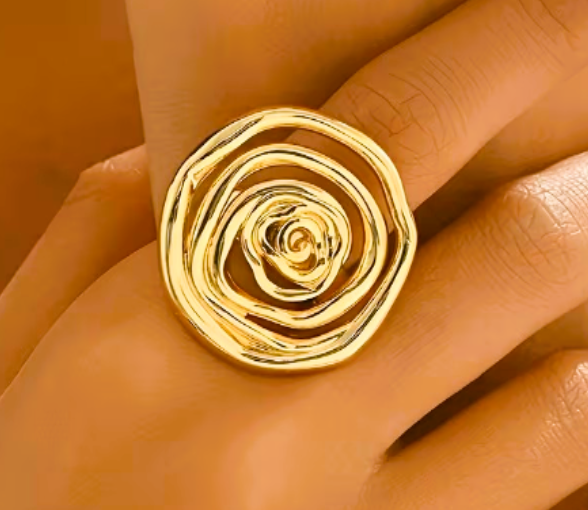 Anel Talismã “Flor Harmónica” em Aço Inoxidável 304 – Geometria Divina  432 Hz