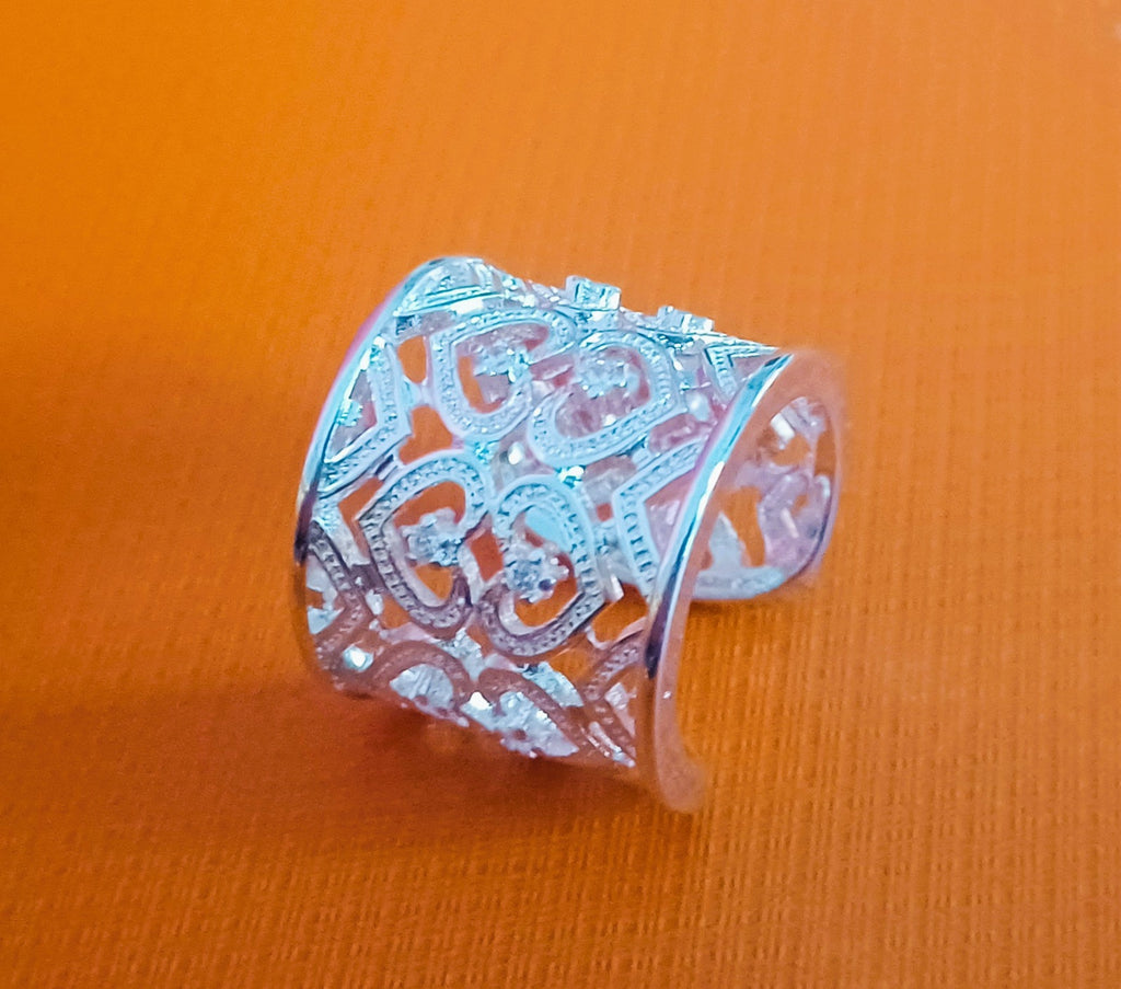 Anel Talismã 'Coração Angélico' em Prata 925 – Amor e Intuição | 432 Hz & 528 Hz