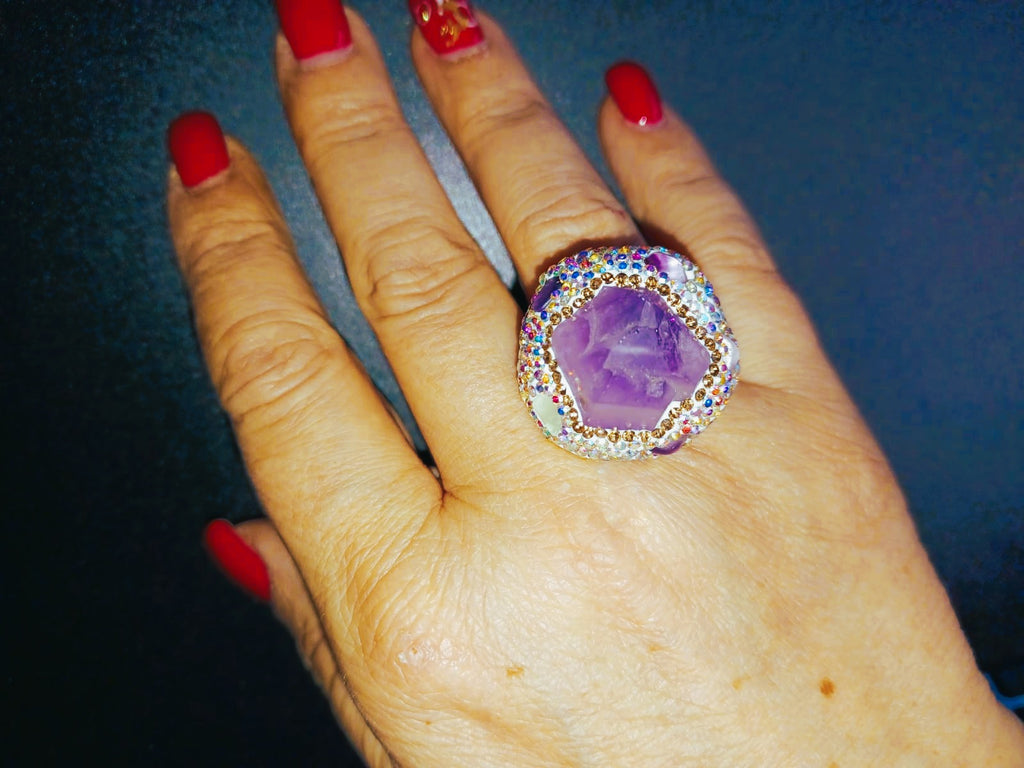 Anel Ajustável "Deusa Gaia" – Pedra Natural Bruta