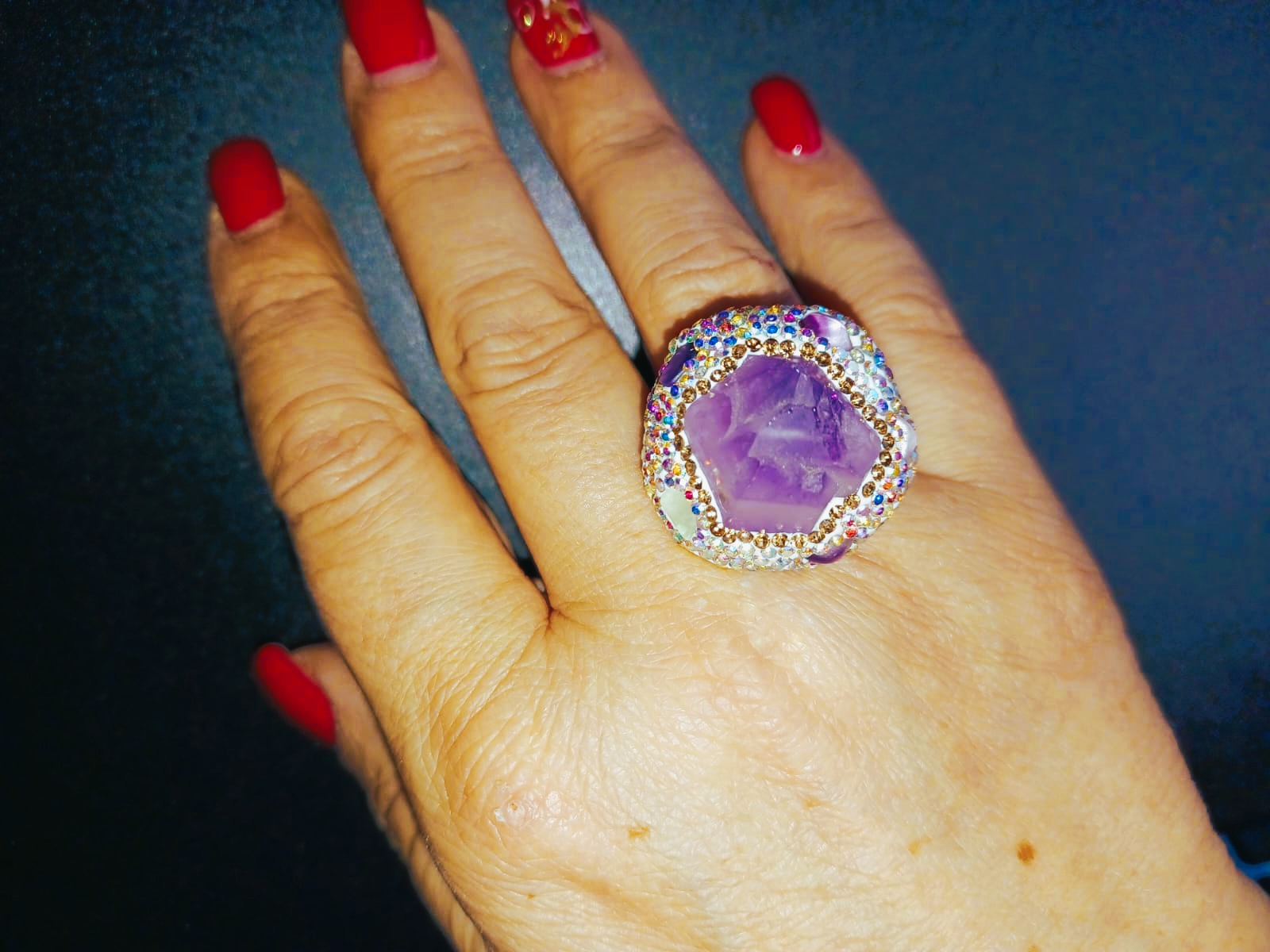 Anel Ajustável "Deusa Gaia" – Pedra Natural Bruta