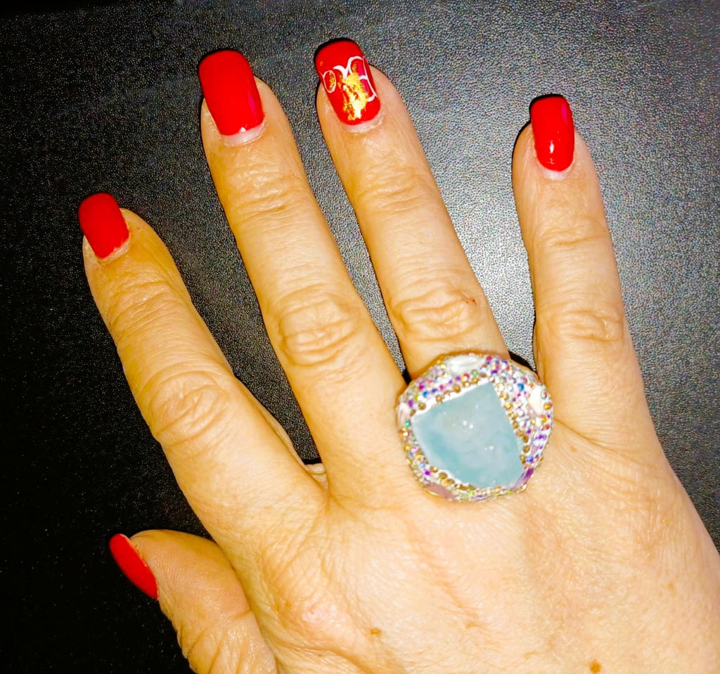 Anel Ajustável "Deusa Gaia" – Pedra Natural Bruta