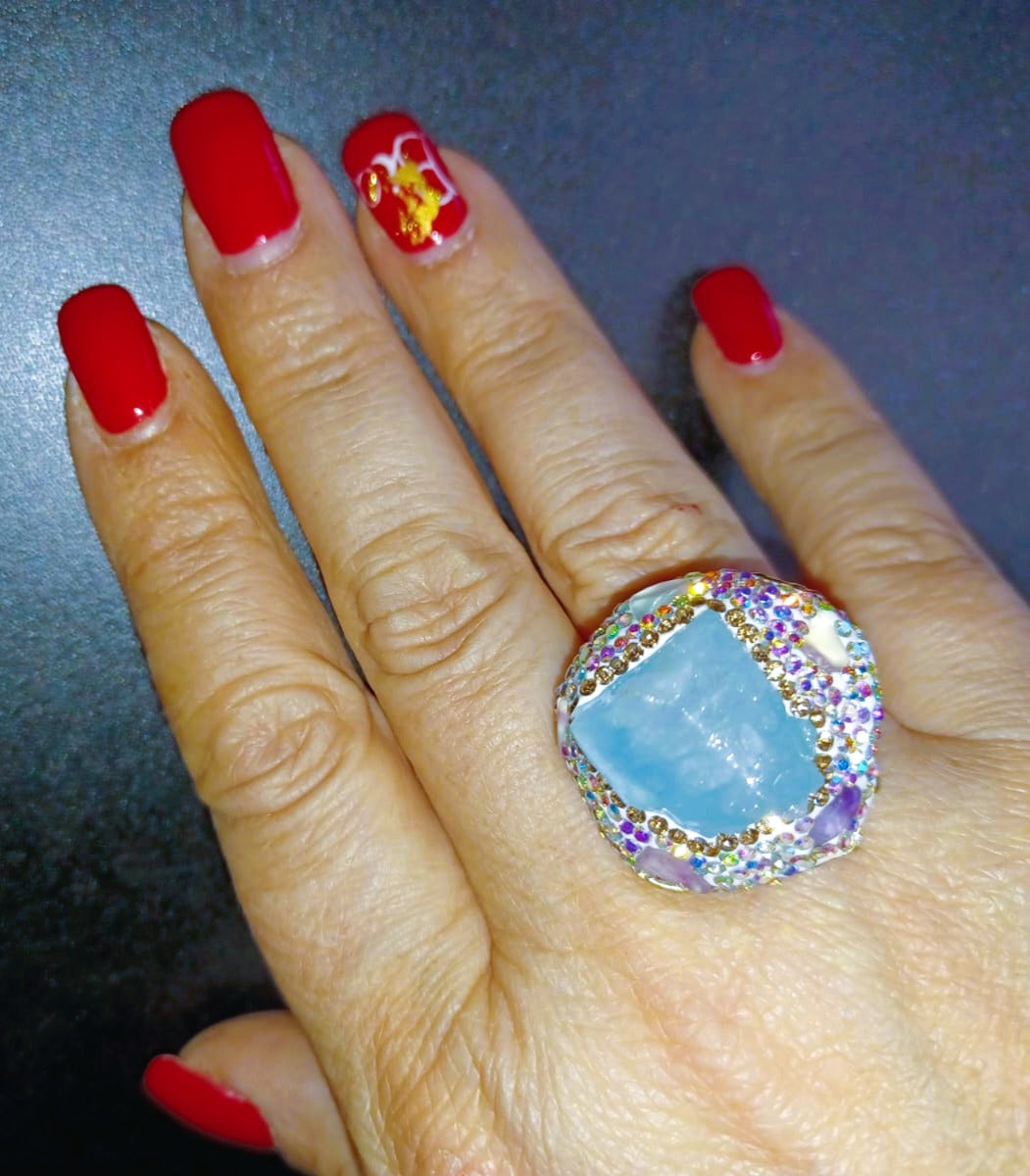 Anel Ajustável "Deusa Gaia" – Pedra Natural Bruta