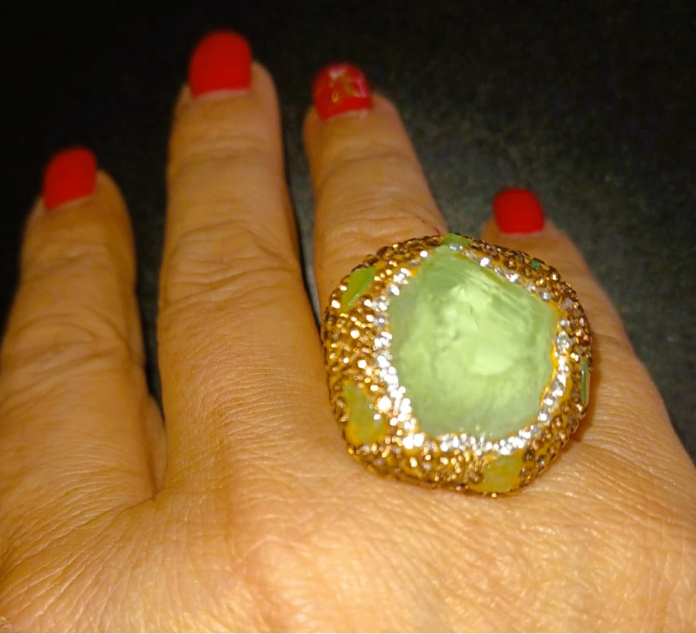 Anel Ajustável "Deusa Gaia" – Pedra Natural Bruta