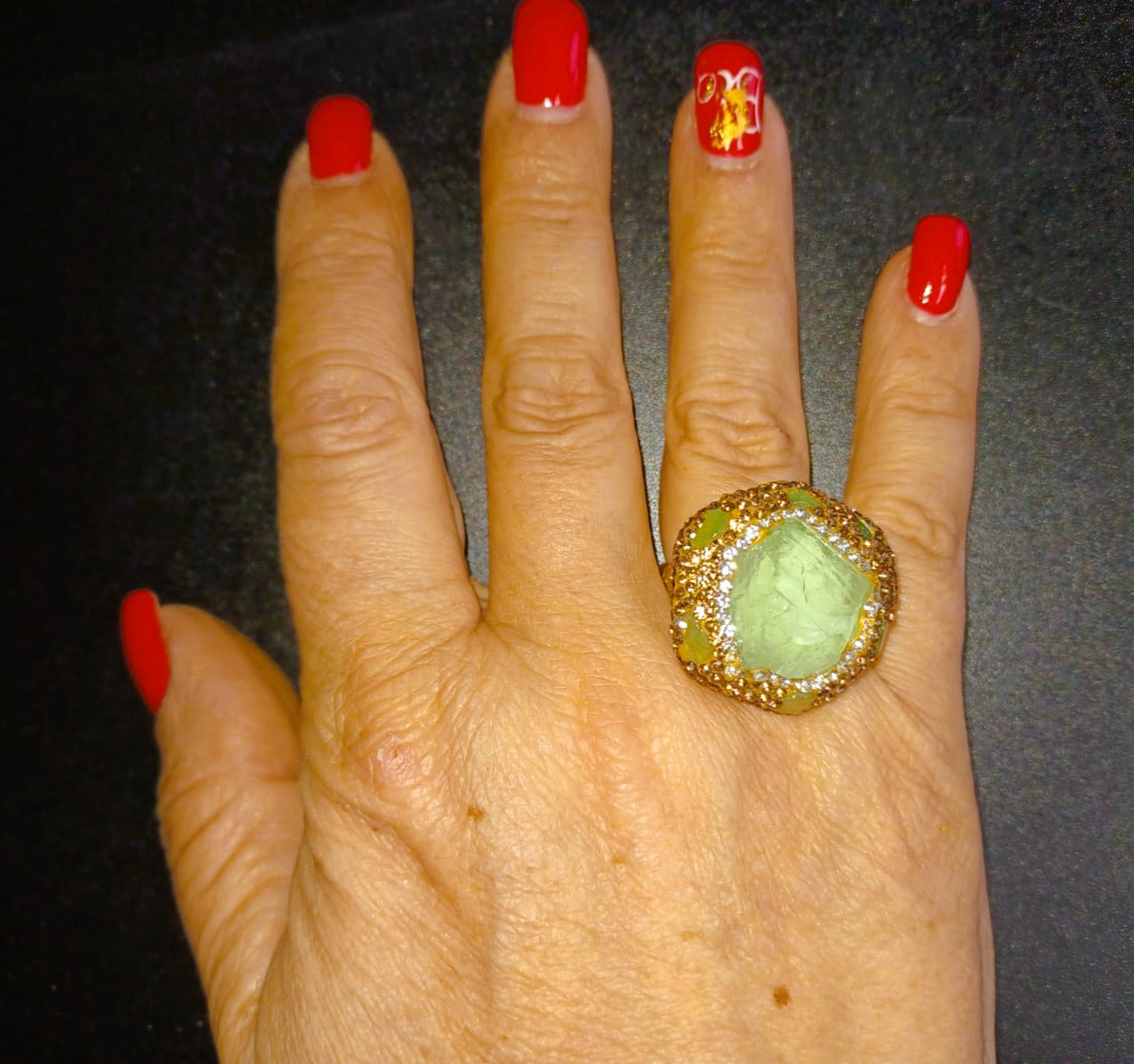 Anel Ajustável "Deusa Gaia" – Pedra Natural Bruta