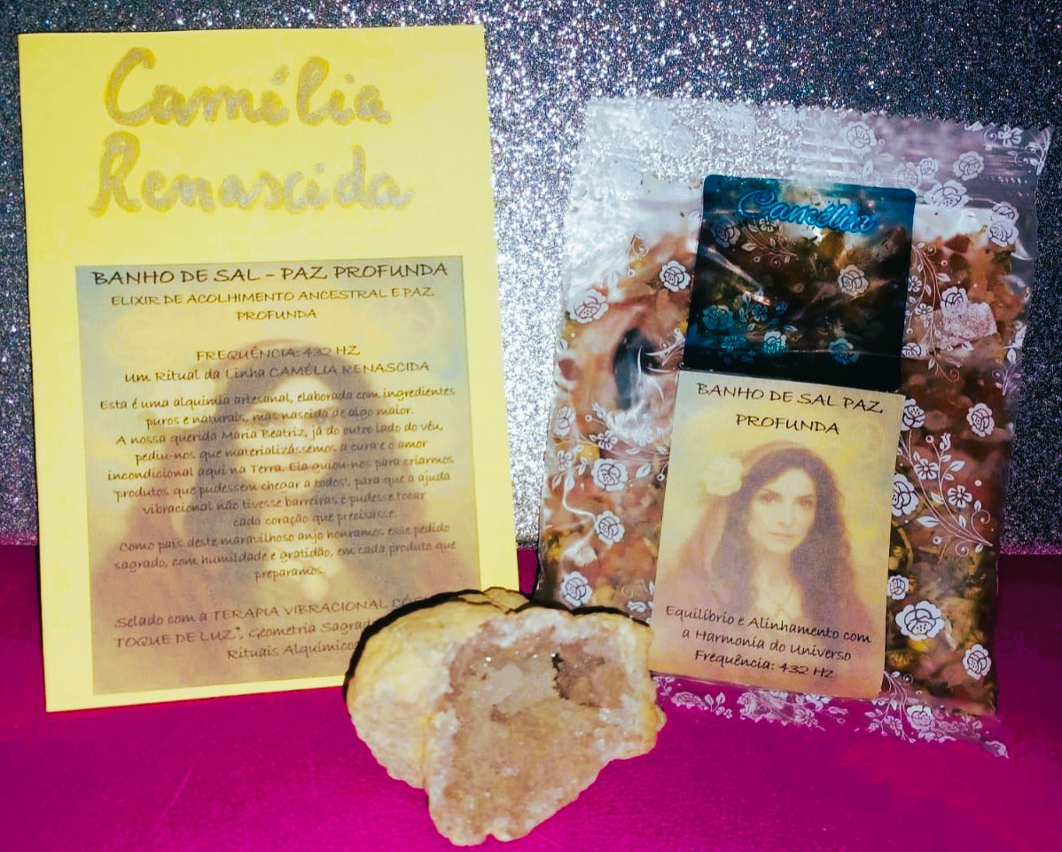 Banho de Sal 'Paz Profunda' – Equilíbrio e Alinhamento | Coleção Camélia Renascida (432 Hz)
