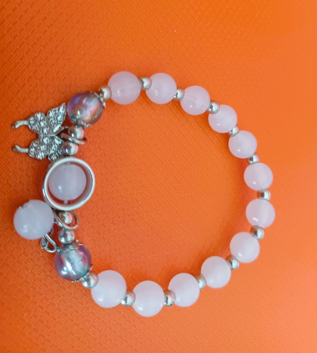 Pulseira Talismã 'Metamorfose Lunar' | Pedra da Lua Cinza & Borboleta Sagrada
