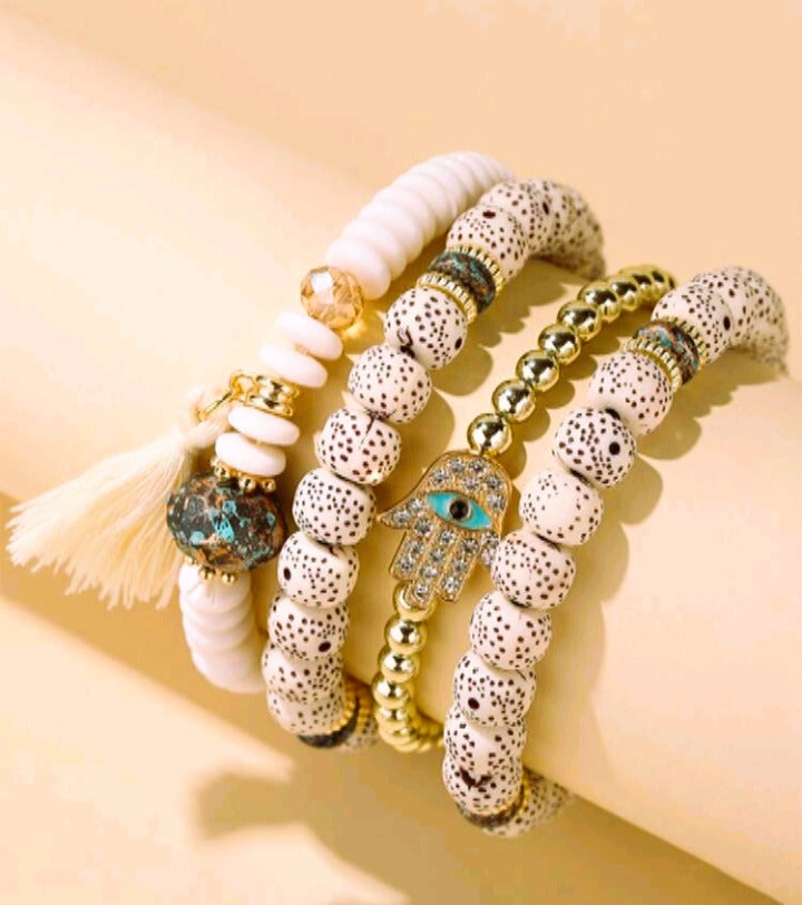 Pulseiras Talismã 'Proteção de Hamsa' | Estilo Boho-Chic (Vendidas à Unidade)
