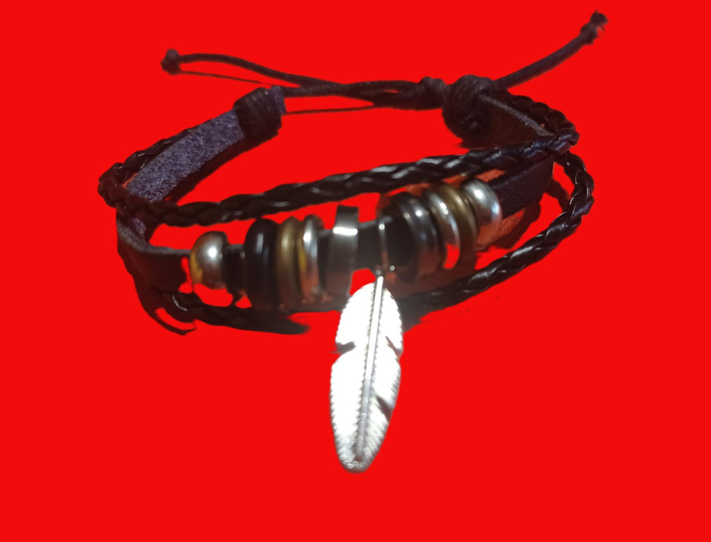 Pulseiras Tribais 'Raízes e Asas' | Couro Ecológico & Elementos Naturais (Vendidas à Unidade)