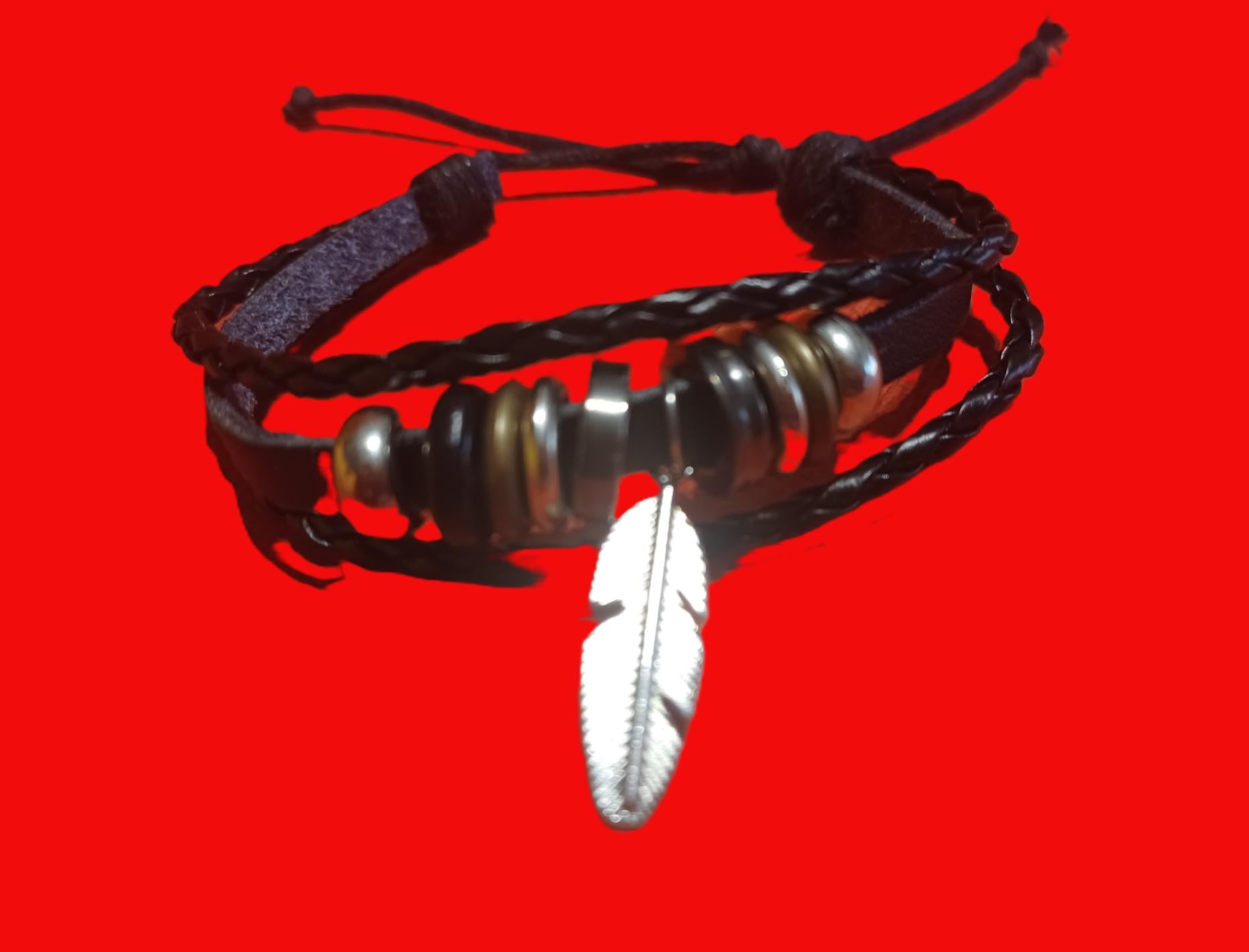 Pulseiras Tribais 'Raízes e Asas' | Couro Ecológico & Elementos Naturais (Vendidas à Unidade)