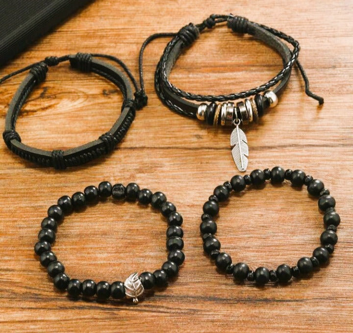 Pulseiras Tribais 'Raízes e Asas' | Couro Ecológico & Elementos Naturais (Vendidas à Unidade)