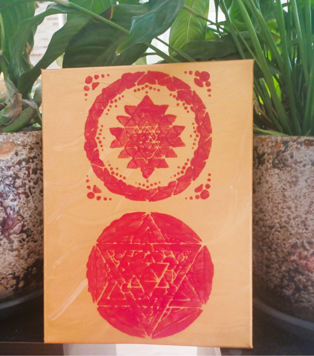 Tela Vibracional (30x40 cm) 'Portal da Dupla Matriz Sagrada' – Materialização e Ordem | Oráculos de Luz (396 Hz)