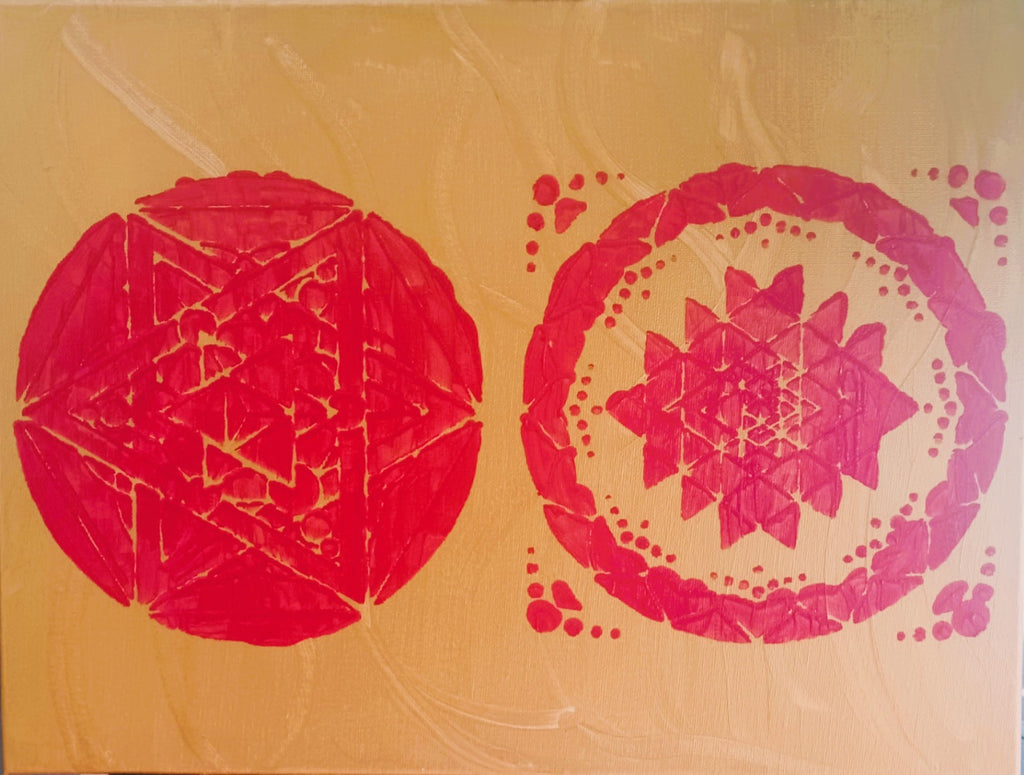 Tela Vibracional (30x40 cm) 'Portal da Dupla Matriz Sagrada' – Materialização e Ordem | Oráculos de Luz (396 Hz)