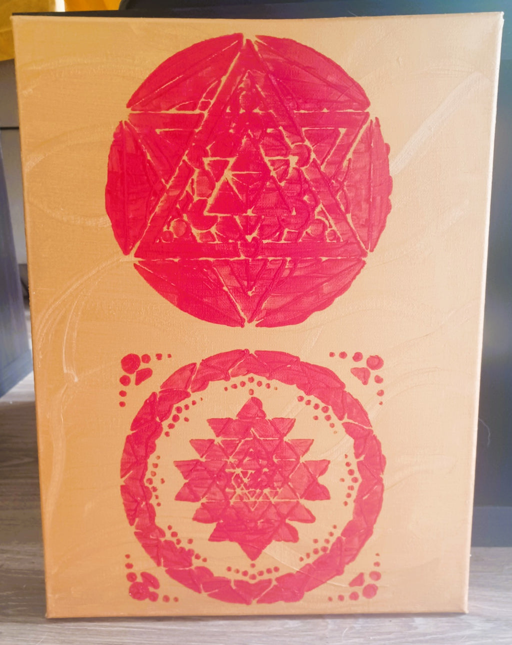 Tela Vibracional (30x40 cm) 'Portal da Dupla Matriz Sagrada' – Materialização e Ordem | Oráculos de Luz (396 Hz)