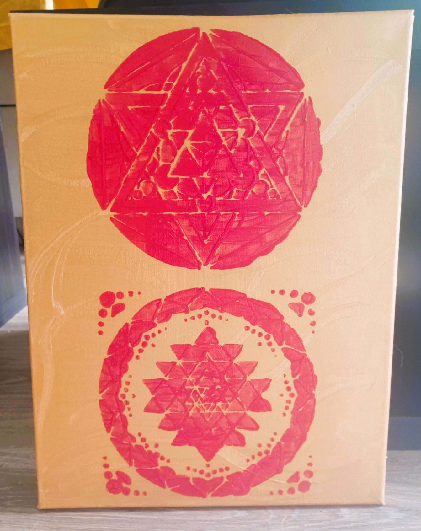 Tela Vibracional (30x40 cm) 'Portal da Dupla Matriz Sagrada' – Materialização e Ordem | Oráculos de Luz (396 Hz)