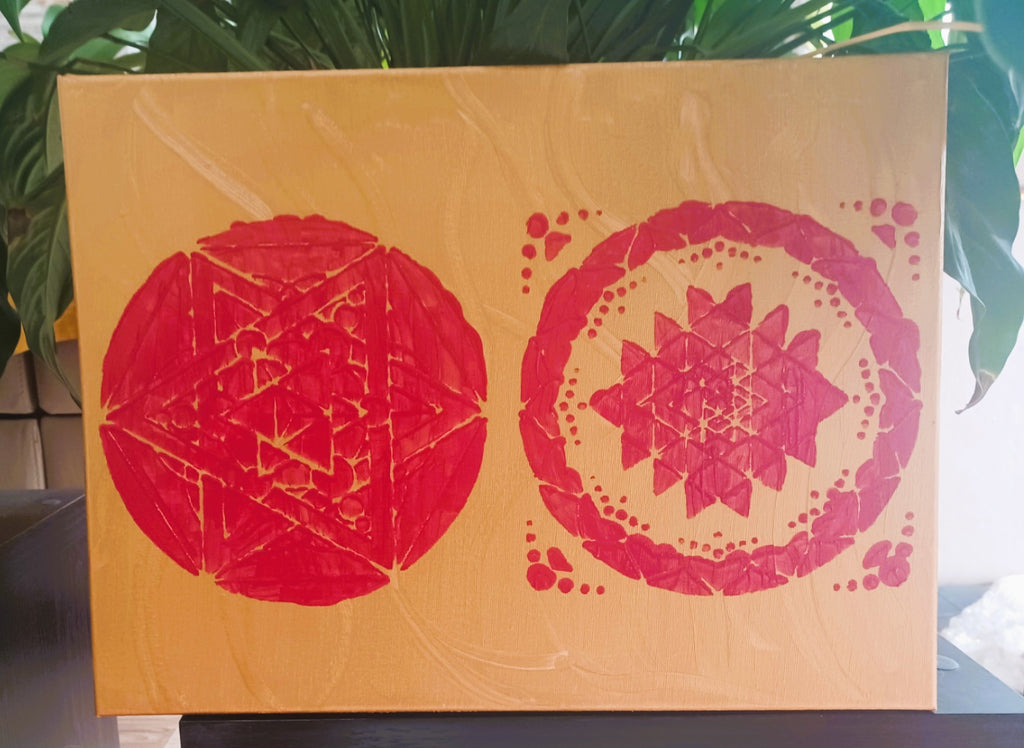 Tela Vibracional (30x40 cm) 'Portal da Dupla Matriz Sagrada' – Materialização e Ordem | Oráculos de Luz (396 Hz)