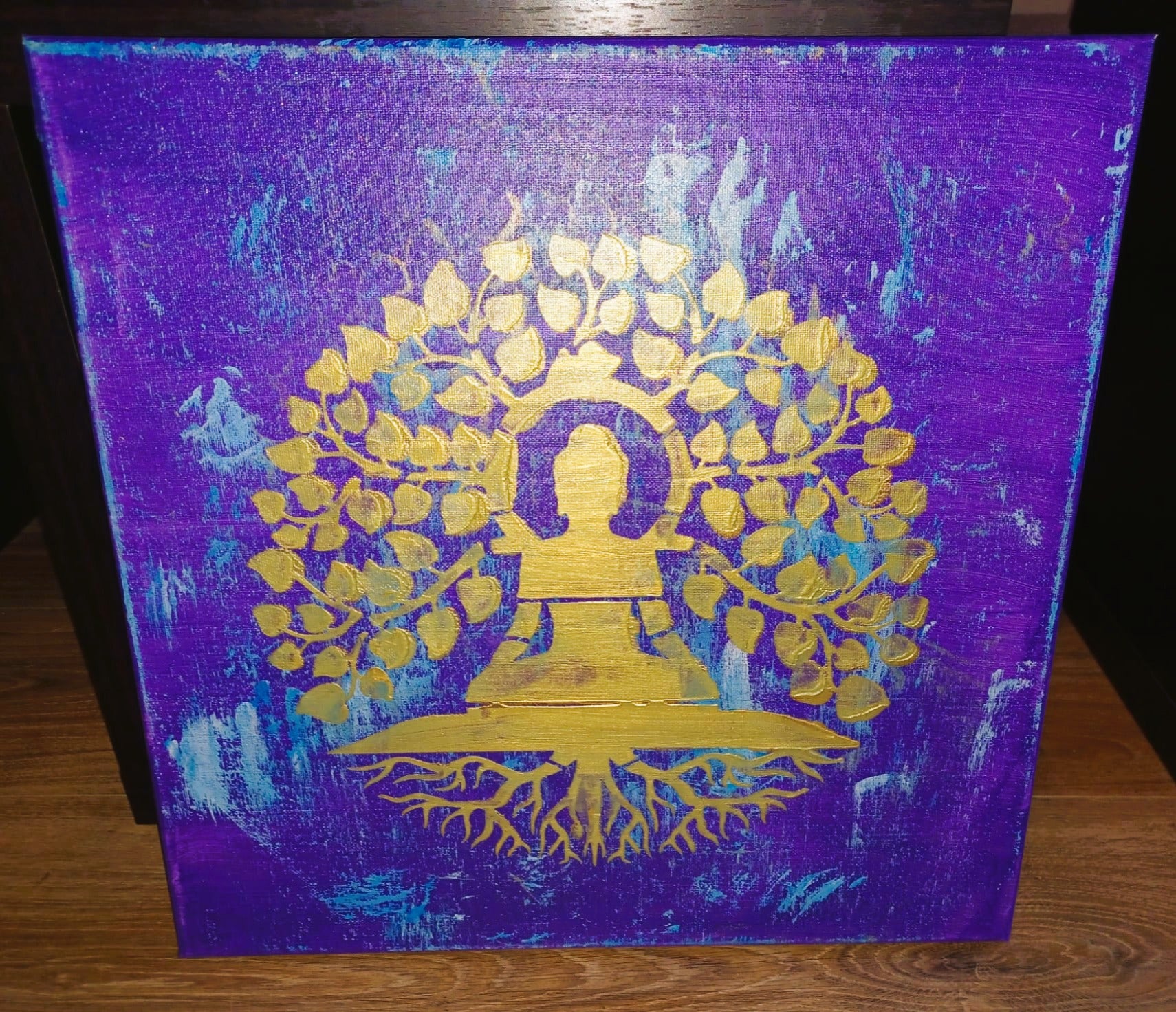 Tela Vibracional (40x40 cm) 'Portal da Árvore da Iluminação' – Despertar e Sabedoria | Oráculos de Luz (963 Hz)