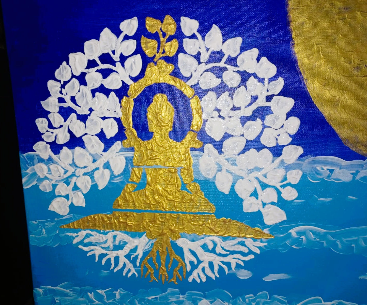 Tela Vibracional (60x60 cm) 'Portal da Unidade Suprema' – Buda e Casamento Alquímico | Oráculos de Luz (963 Hz)