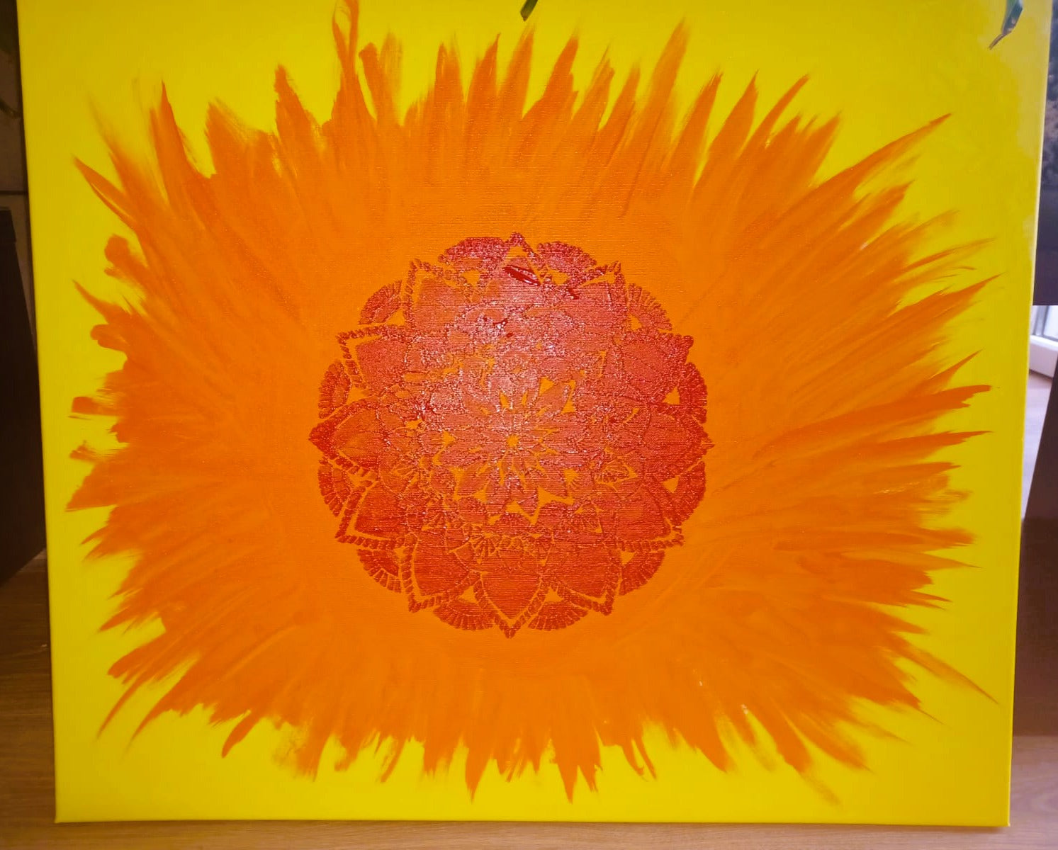 Tela Vibracional (60x70 cm) 'Portal da Chama de Lótus' – Vitalidade e Criatividade | Oráculos de Luz (528 Hz)