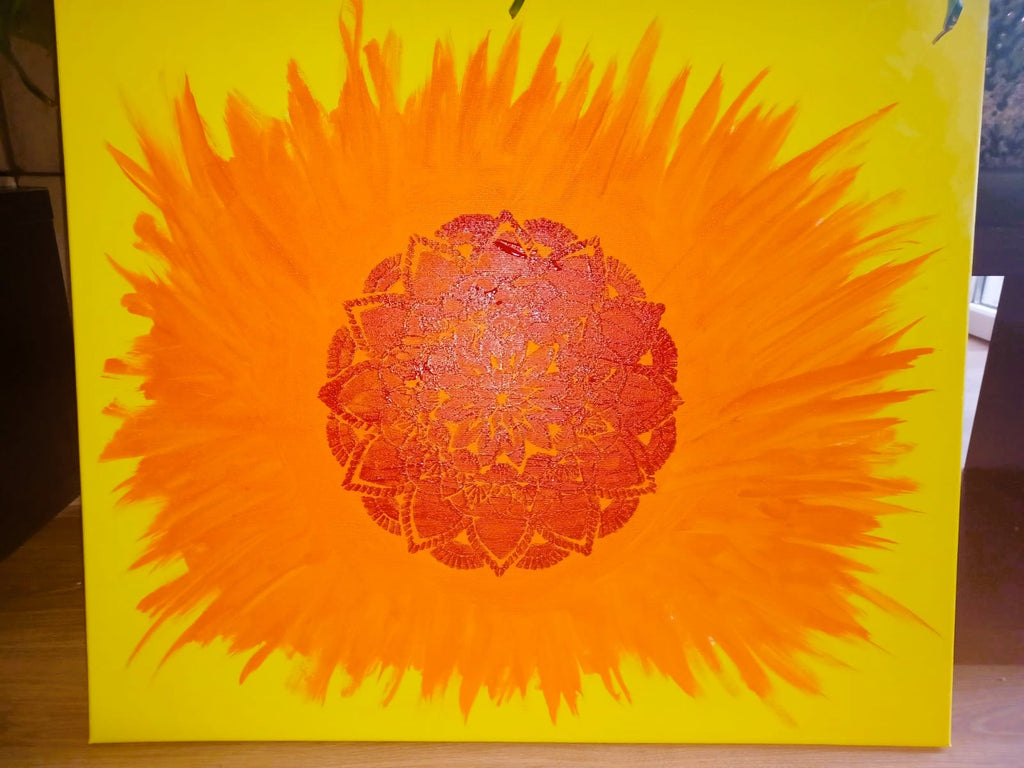 Tela Vibracional (60x70 cm) 'Portal da Chama de Lótus' – Vitalidade e Criatividade | Oráculos de Luz (528 Hz)
