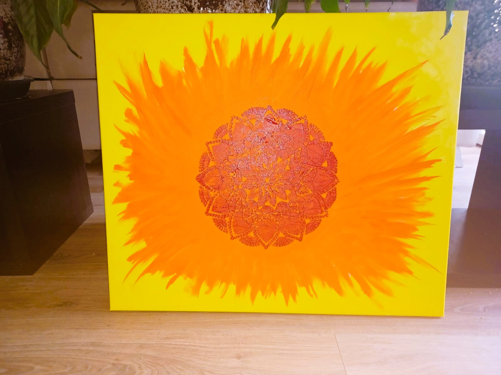 Tela Vibracional (60x70 cm) 'Portal da Chama de Lótus' – Vitalidade e Criatividade | Oráculos de Luz (528 Hz)